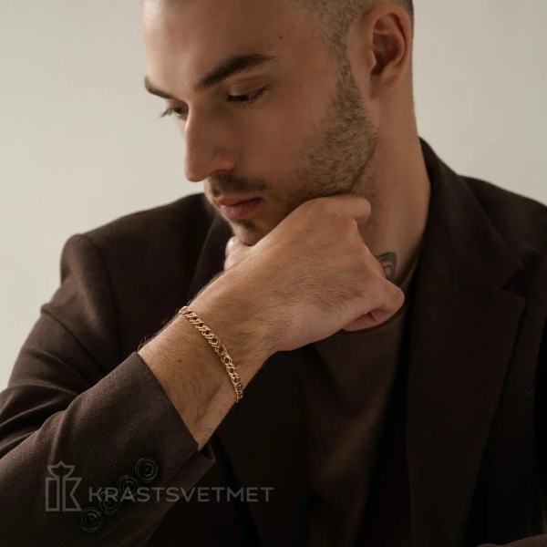 Браслет из красного золота, плетение «Ромб двойной»